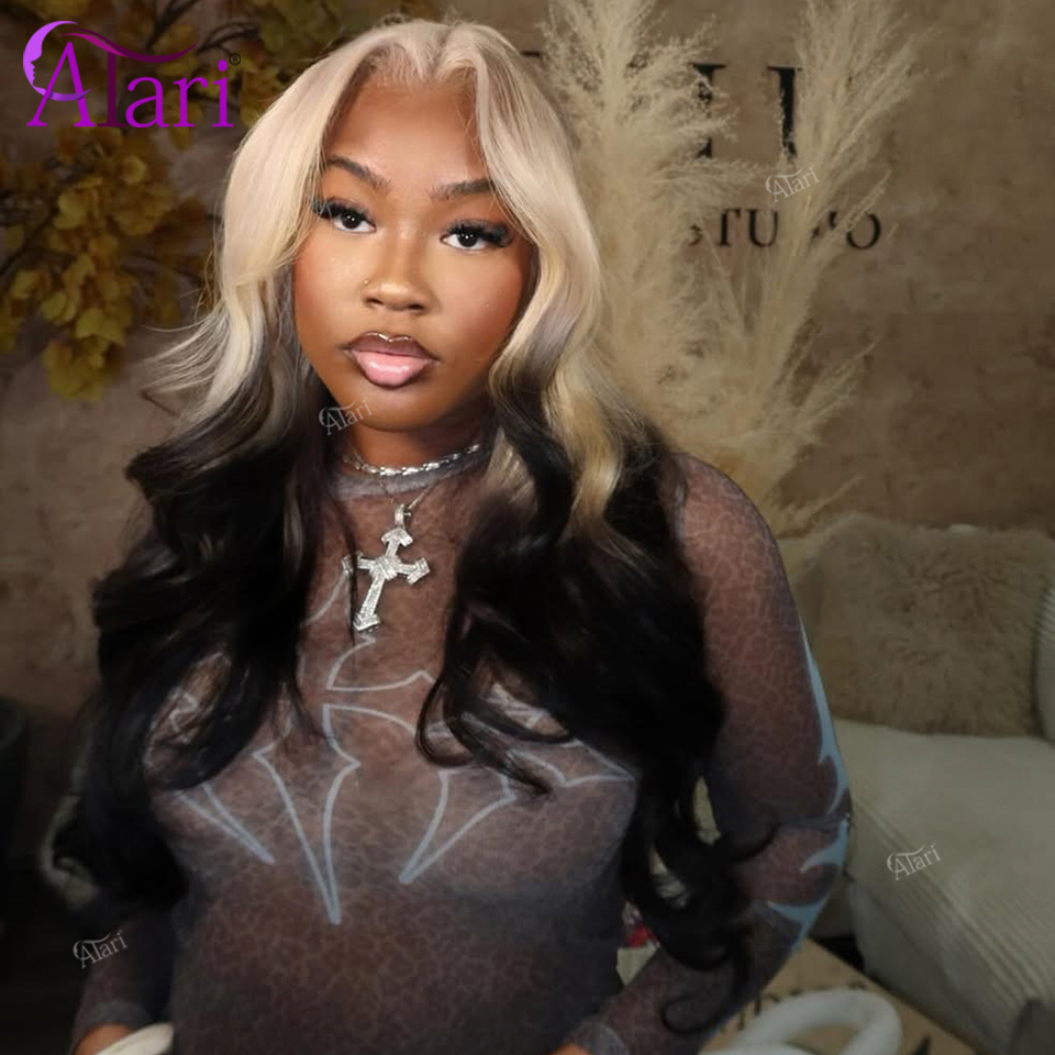 613 Blonde Body Wave Lace Front Wig - 옴브레 블론드 블랙 바디 웨이브 인모