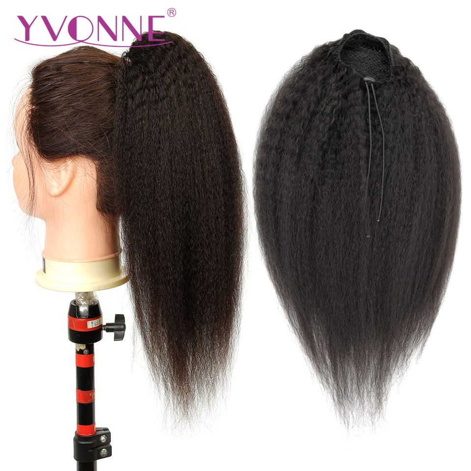 Seamless Clip In Hair Extensions Human Hair - Yvonne 킨키 스트레이트 드로스트링 포니테일 인모