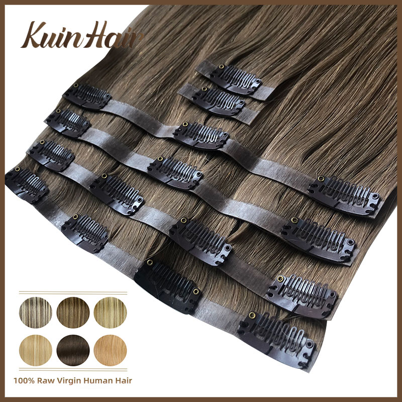 Seamless Clip In Hair Extensions Human Hair - 전체 머리 머리 확장에 직선 보이지
