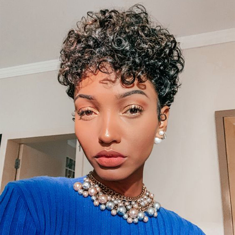 Short Pixie Cut Wig Human Hair Cheap - 짧은 픽시 컷 가발 곱슬 인간의