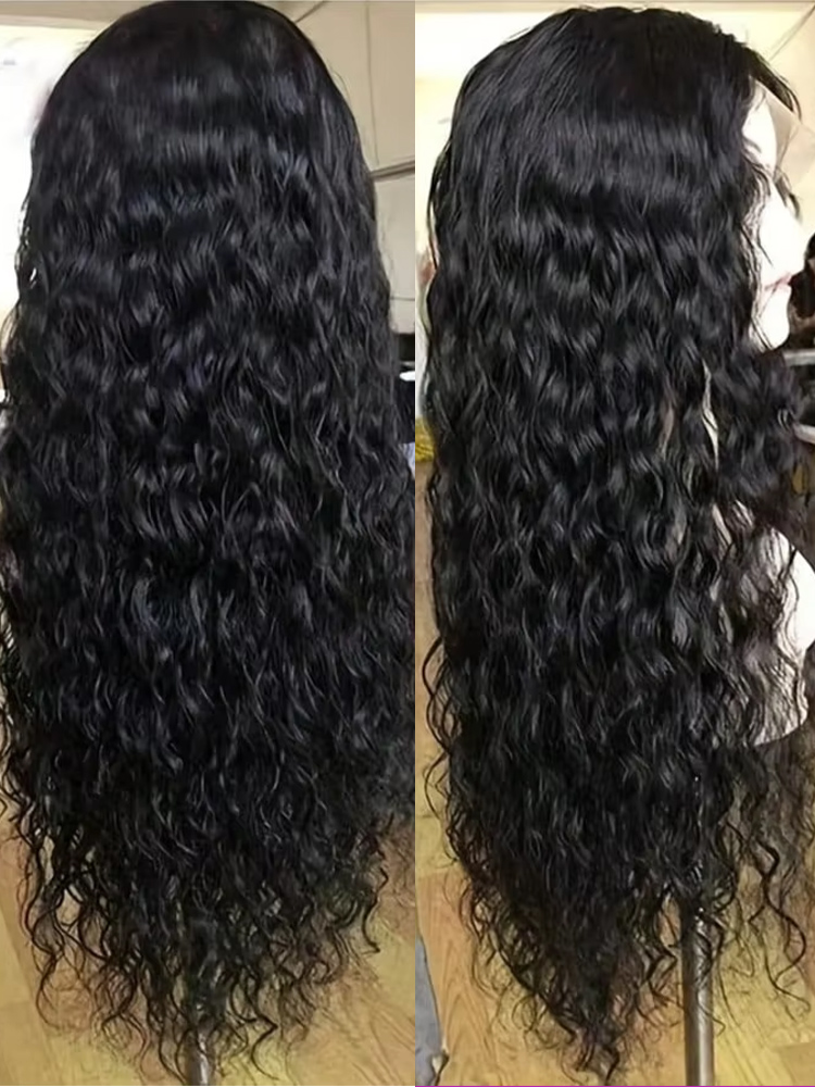 Water Wave Bulk Human Hair For Braiding - 250 밀도 딥 웨이브 4x4 레이스