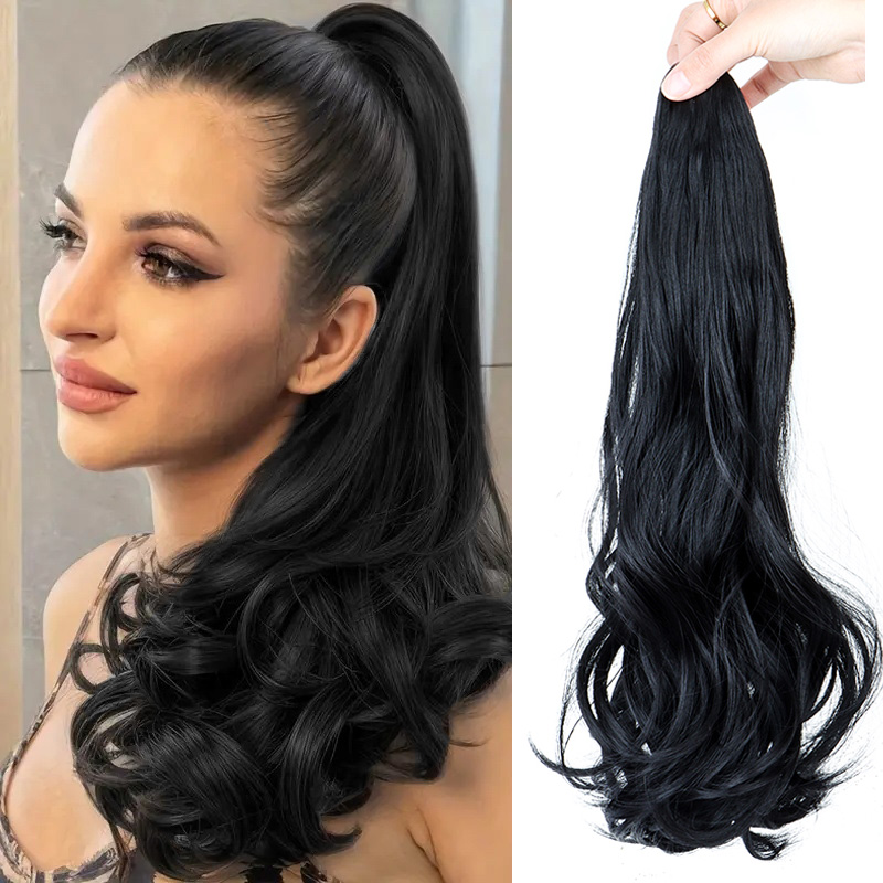 Synthetic Braided Wigs For Black Women - 합성 롱 컬리 포니테일 헤어 익스텐션