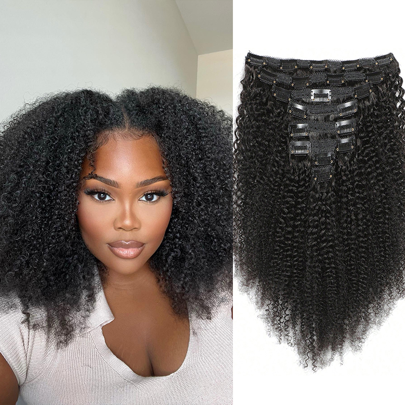 Seamless Clip In Hair Extensions Human Hair - 아프로 인간의 머리카락 클립 확장 100%