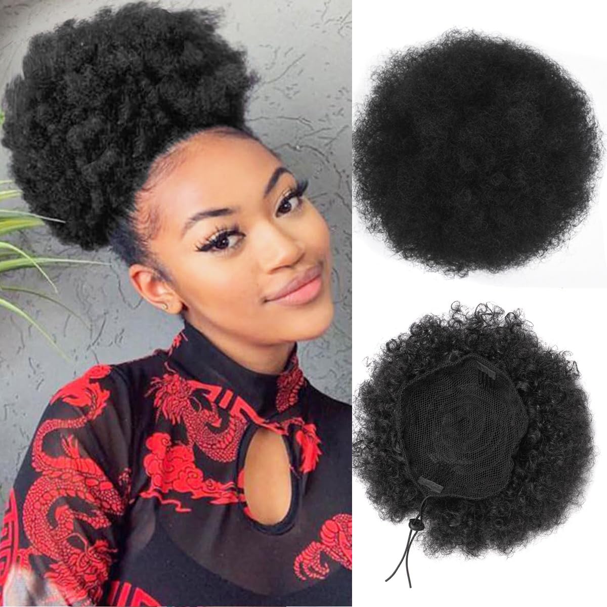 Drawstring Afro Curly Puff Ponytail - 흑인 여성을위한 아프로 퍼프 드로우 스트링