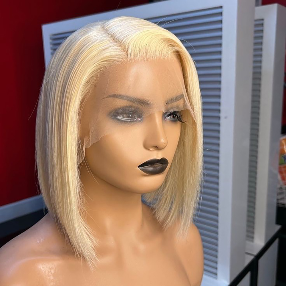 Pre Parted 13X4 Lace Front Bob Wig - 613 블론드 스트레이트 13x4 레이스 프론탈