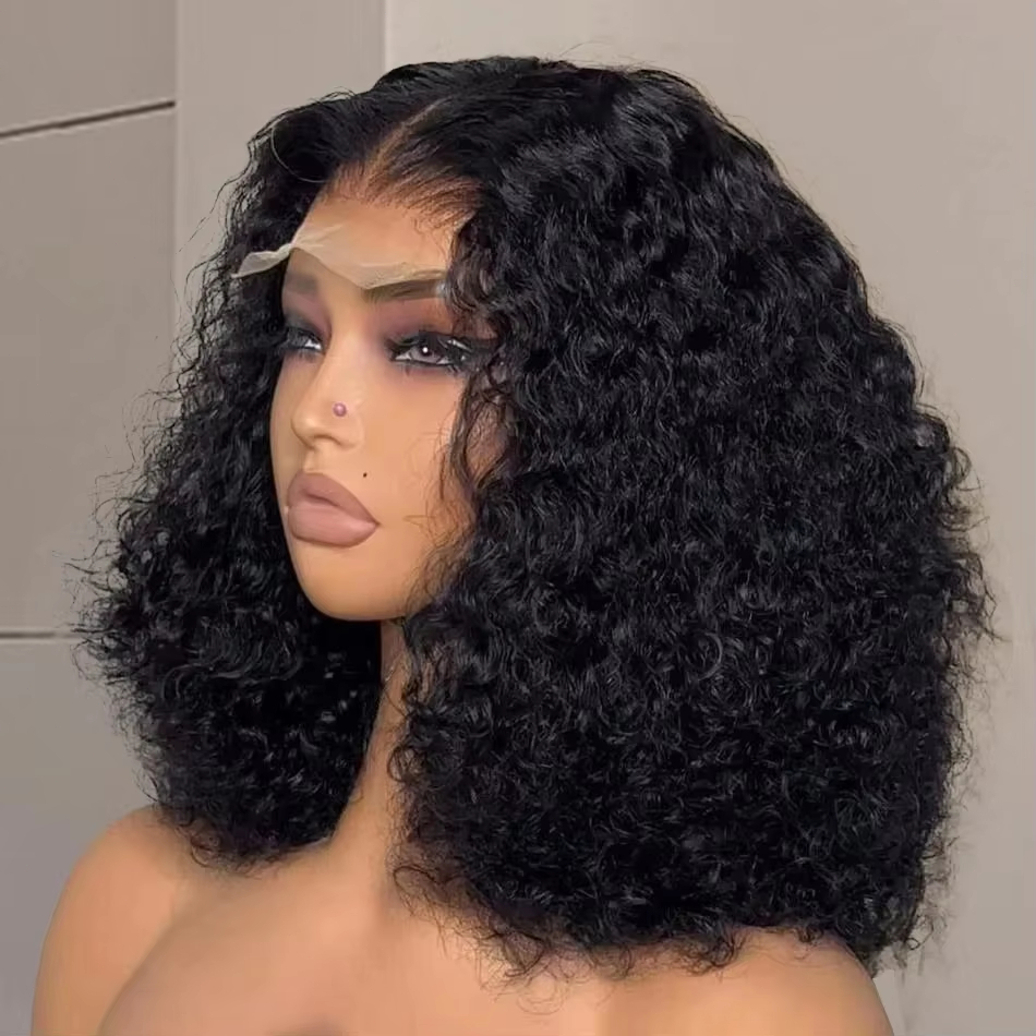 Glueless Wear And Go Human Hair Wig - 8-16인치 밥 컬리 인모 가발 13x4