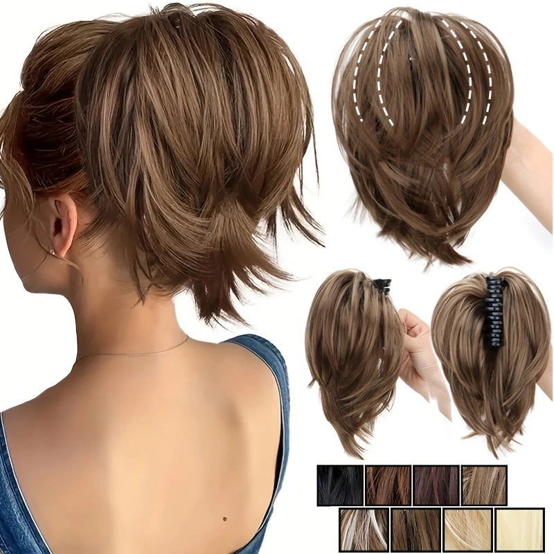 Claw Clip Messy Bun Hair Piece - WIGSIN 합성 지저분한 롤빵 머리 Scrunchies