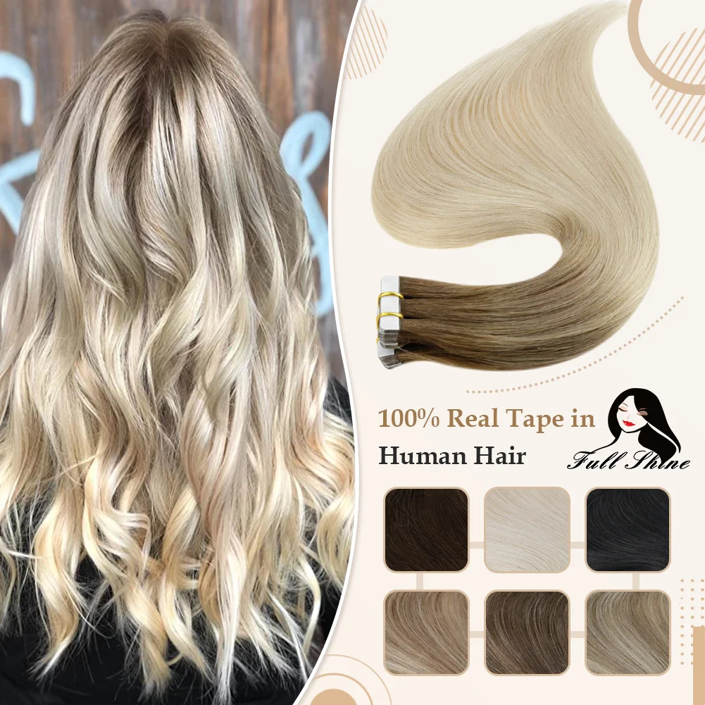 Invisible Tape In Extensions Real Hair - 헤어 익스텐션의 풀 샤인 옴버 테이프