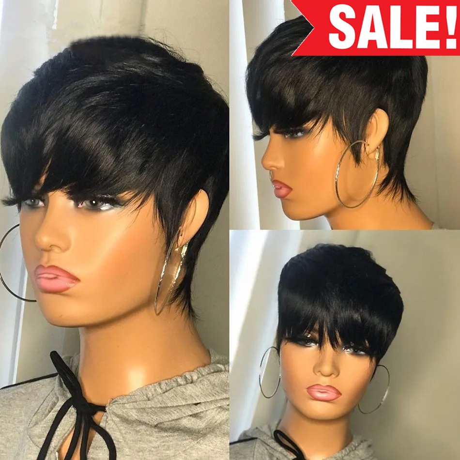 Short Pixie Cut Wig Human Hair Cheap - 짧은 인모 가발 픽시컷 스트레이트 브라질리언