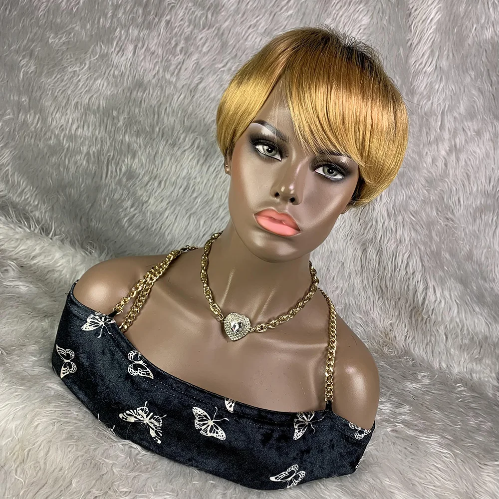 Short Pixie Cut Wig Human Hair Cheap - 앞머리가 있는 짧은 레미 헤어 가발,