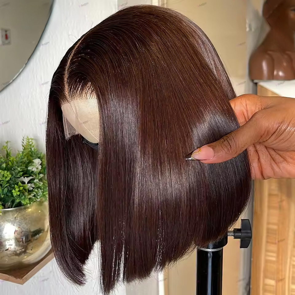 13X4 초콜릿 브라운 스트레이트 밥 가발 4X4 실키 - Glueless Wear And Go Human Hair Wig 리뷰 및 가격