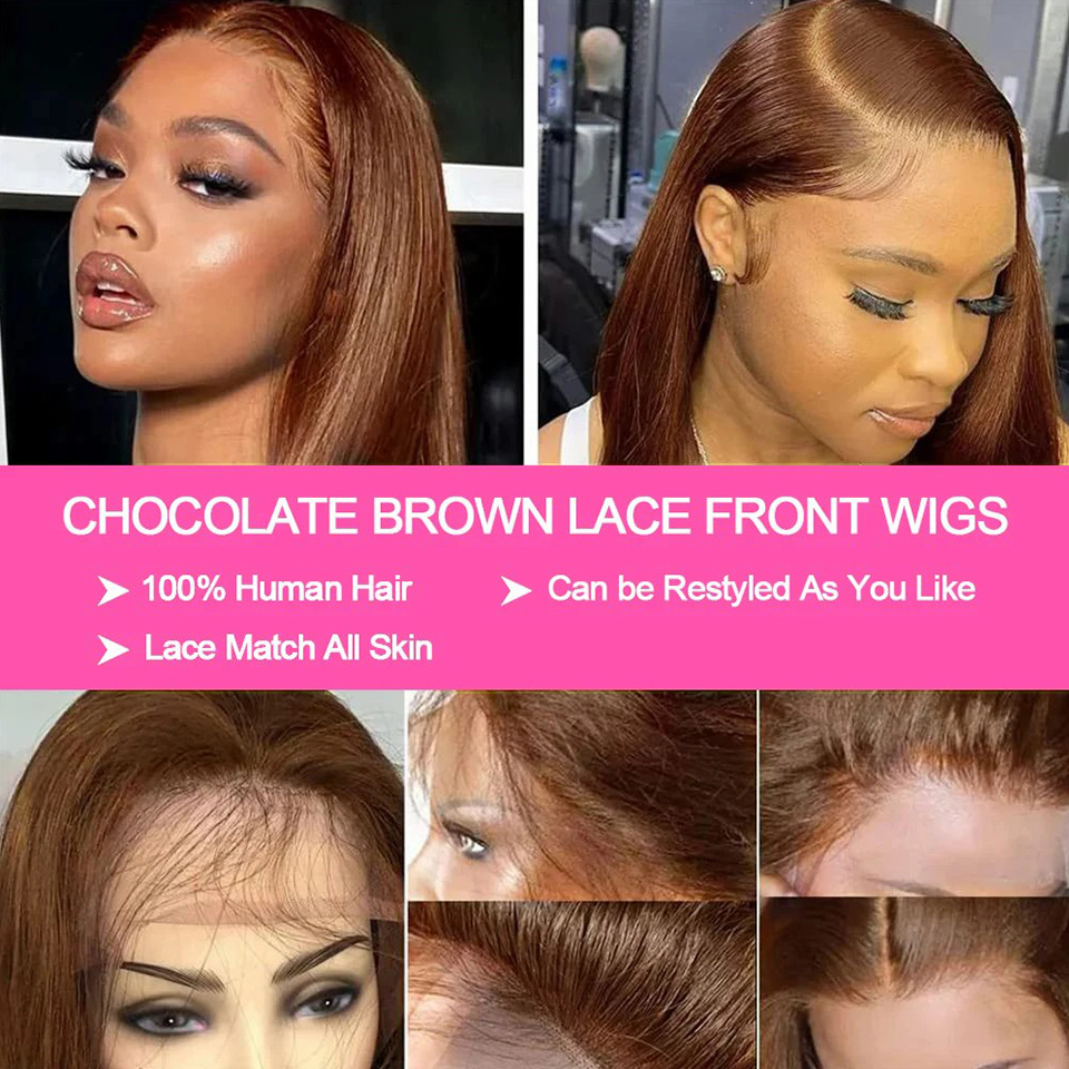 13X4 초콜릿 브라운 스트레이트 밥 가발 4X4 실키 - Glueless Wear And Go Human Hair Wig 리뷰 및 가격