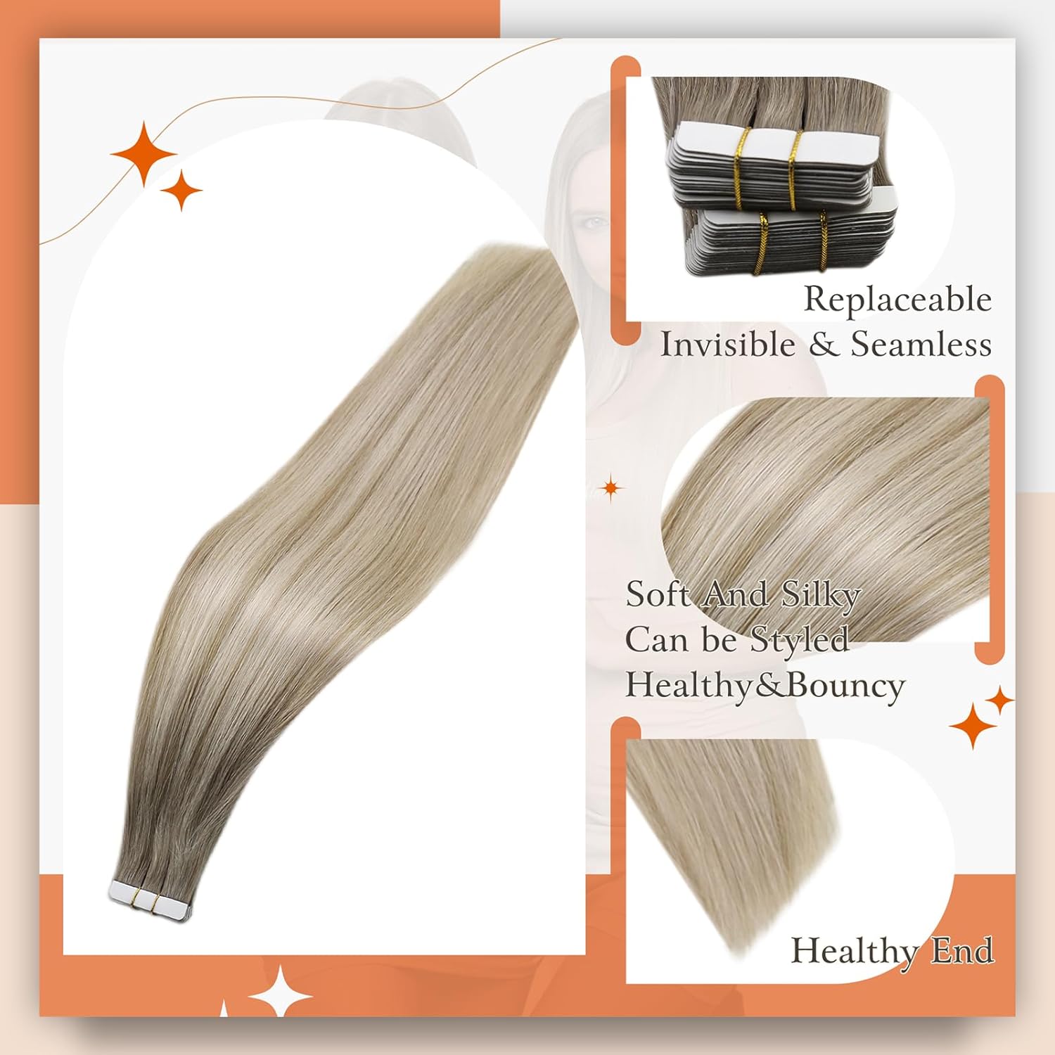 인간의 머리카락 확장에 전체 샤인 테이프 Balayag - Invisible Tape In Extensions Real Hair 리뷰 및 가격