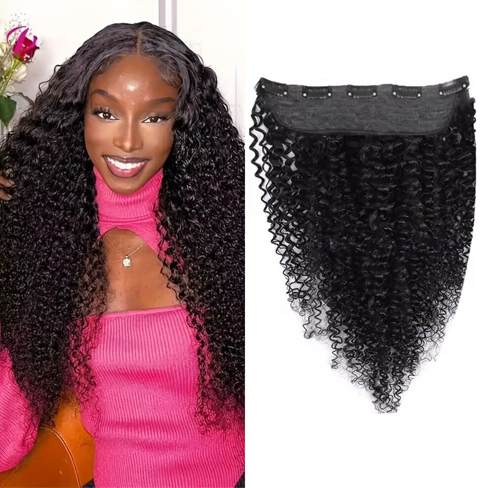 1피스 클립형 원피스 헤어 익스텐션, 자연스러운 곱슬  - Seamless Clip In Hair Extensions Human Hair 리뷰 및 가격