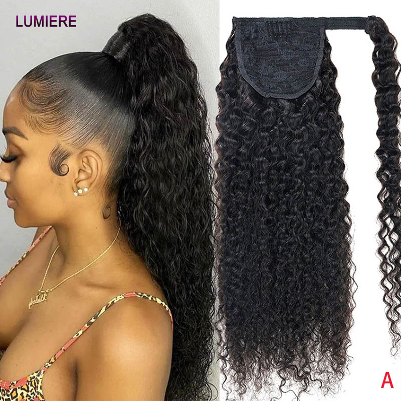 아프로 킨키 딥 워터 컬리 웨이브 포니테일 버진 생인모 - Seamless Clip In Hair Extensions Human Hair 리뷰 및 가격