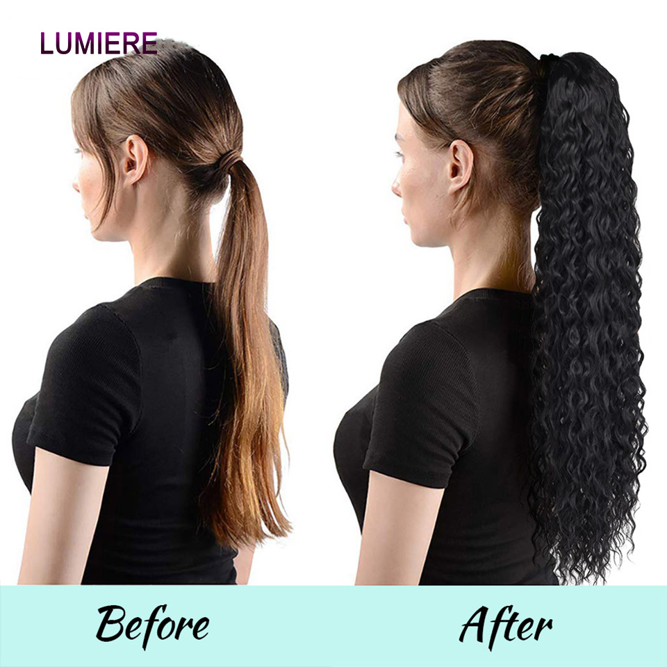 아프로 킨키 딥 워터 컬리 웨이브 포니테일 버진 생인모 - Seamless Clip In Hair Extensions Human Hair 리뷰 및 가격