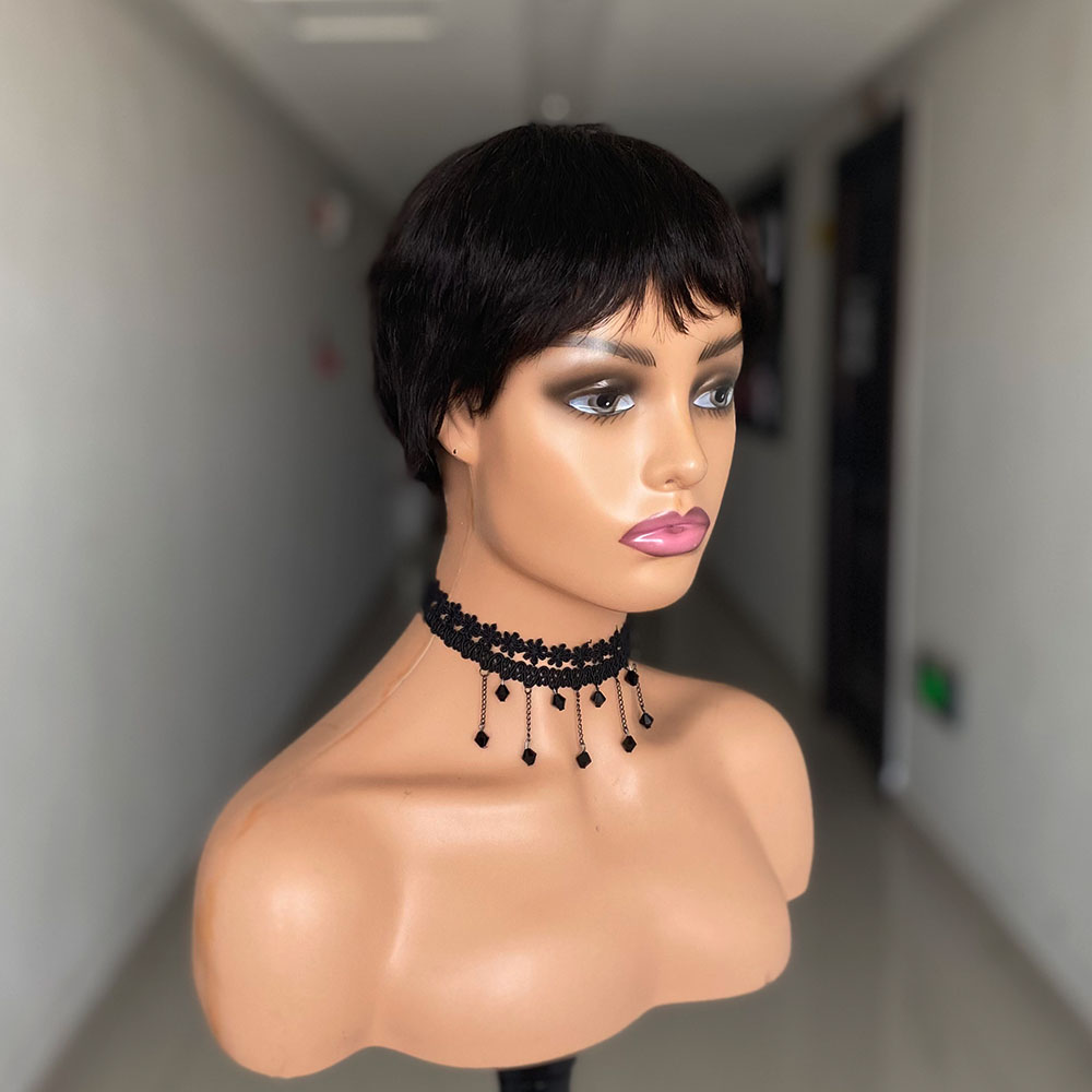 짧은 생머리 인모 가발, 내추럴 컬러 브라질 레미 헤어 - Short Pixie Cut Wig Human Hair Cheap 리뷰 및 가격