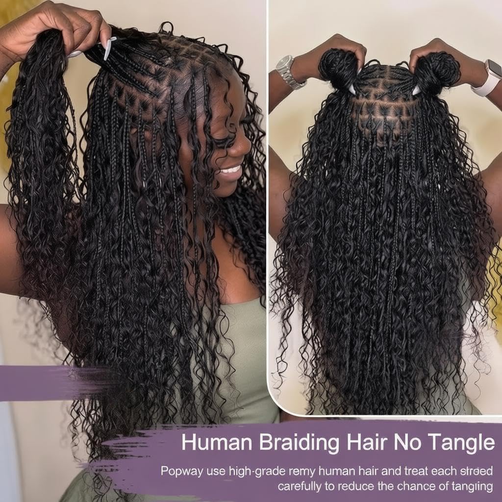 보헤미안 브레이드용 인모, 버마식 곱슬머리 묶음, 흑인 - Water Wave Bulk Human Hair For Braiding 리뷰 및 가격