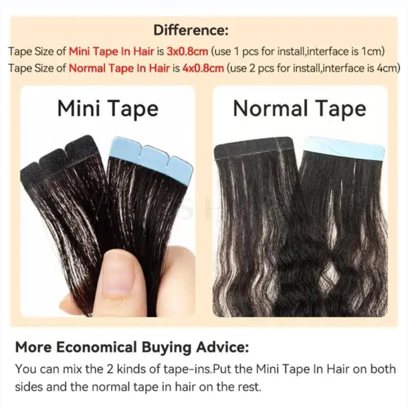 미니 테이프 헤어 익스텐션 인간의 머리카락 천연 테이프 - Invisible Tape In Extensions Real Hair 리뷰 및 가격