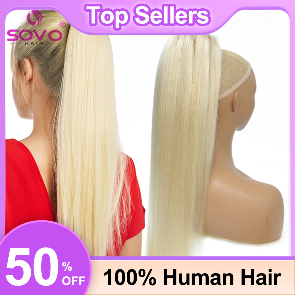 SOVO Drawstring 포니 테일 인간의 머리카락 - Seamless Clip In Hair Extensions Human Hair 리뷰 및 가격