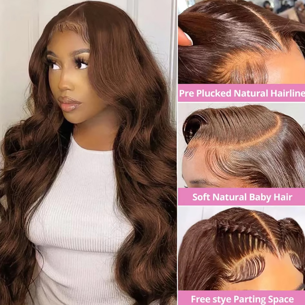 초콜릿 # 4 바디 웨이브 가발 220% 밀도 레미 헤 - Hd Lace Frontal Wig Human Hair Pre Plucked 리뷰 및 가격