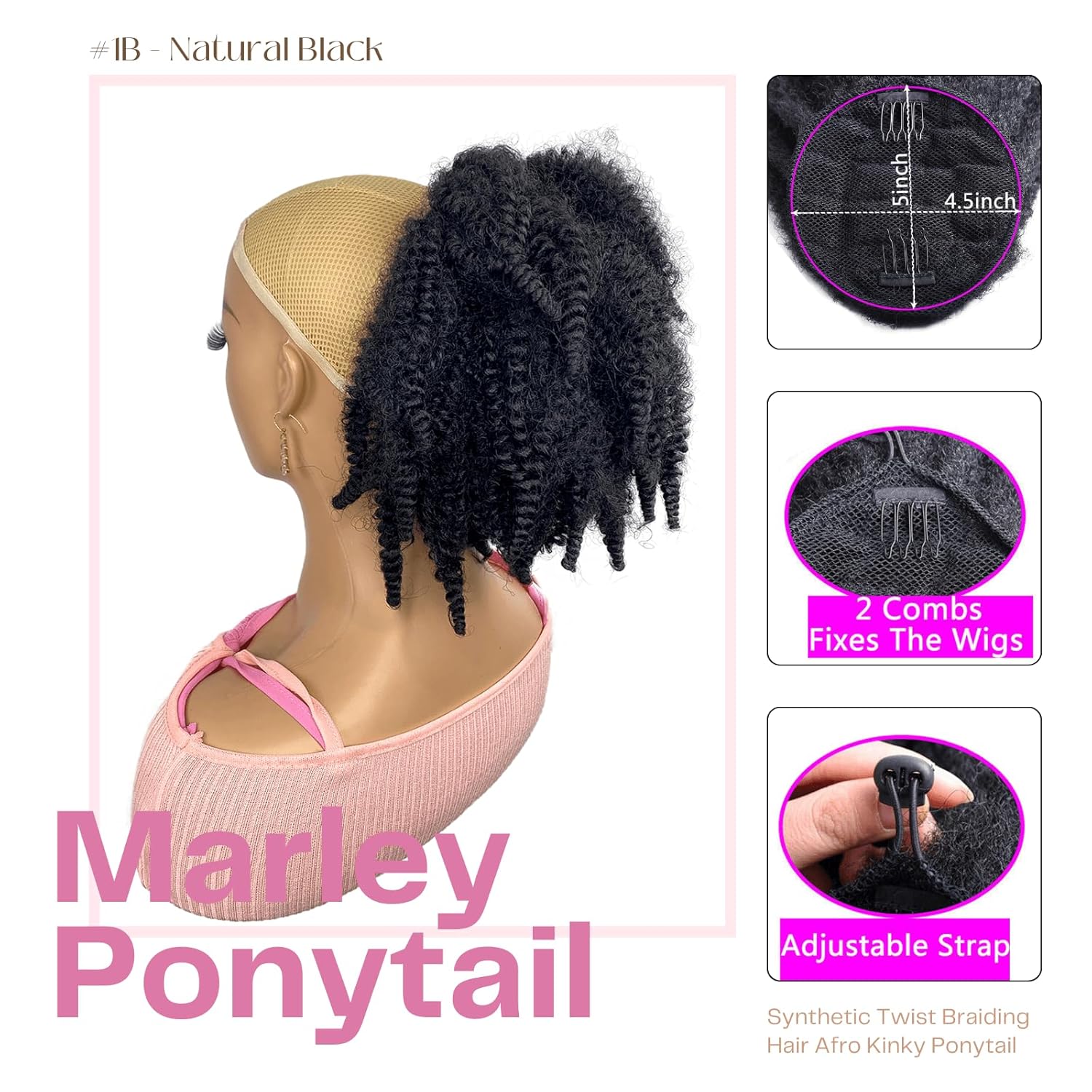 12인치 숏 말리 헤어 드로스트링 포니테일 브라운 블랙 - Drawstring Afro Curly Puff Ponytail 리뷰 및 가격