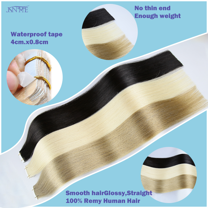 JSNME 테이프 인 헤어 익스텐션 100% 진짜 인간 - Invisible Tape In Extensions Real Hair 리뷰 및 가격