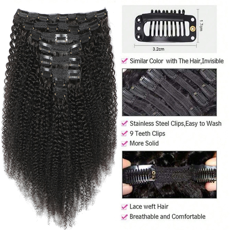아프로 인간의 머리카락 클립 확장 100% 인간의 머리 - Seamless Clip In Hair Extensions Human Hair 리뷰 및 가격