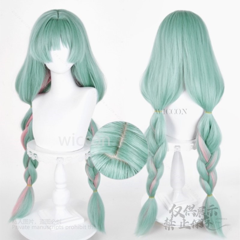 애니메이션 Phrolova 코스프레 가발 그린 핑크 혼 - Synthetic Wigs 리뷰 및 가격