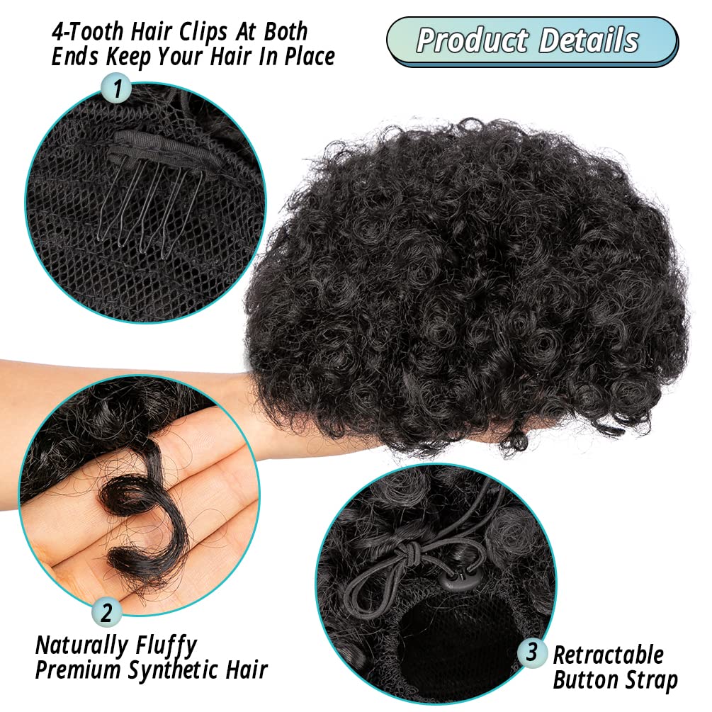 흑인 여성을위한 아프로 퍼프 드로우 스트링 포니 테일  - Drawstring Afro Curly Puff Ponytail 리뷰 및 가격