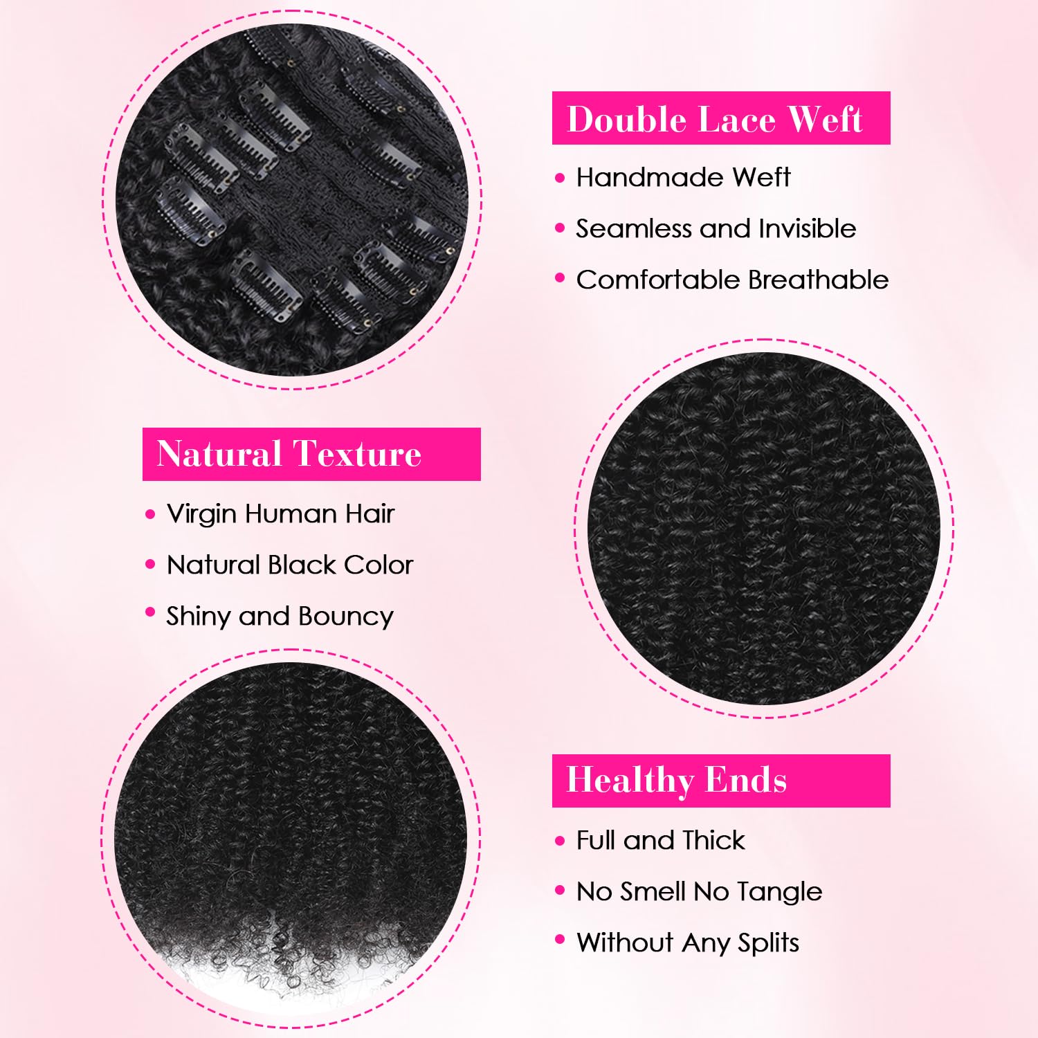 아프로 컬리 클립인 인모 레미 헤어 익스텐션 10-24 - Seamless Clip In Hair Extensions Human Hair 리뷰 및 가격
