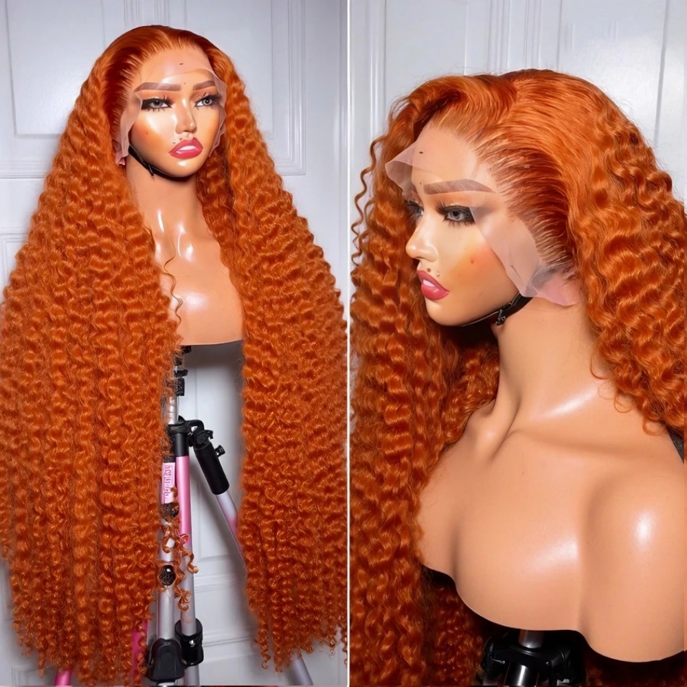 200% 밀도 진저 오렌지 딥 웨이브 인모 가발 13x - Lace Front Wigs 리뷰 및 가격