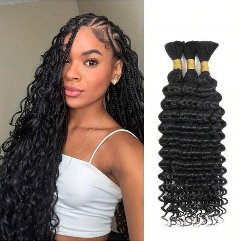 2 묶음 워터 웨이브 벌크 인모 헤어 익스텐션 노 웨프 - Water Wave Bulk Human Hair For Braiding 리뷰 및 가격