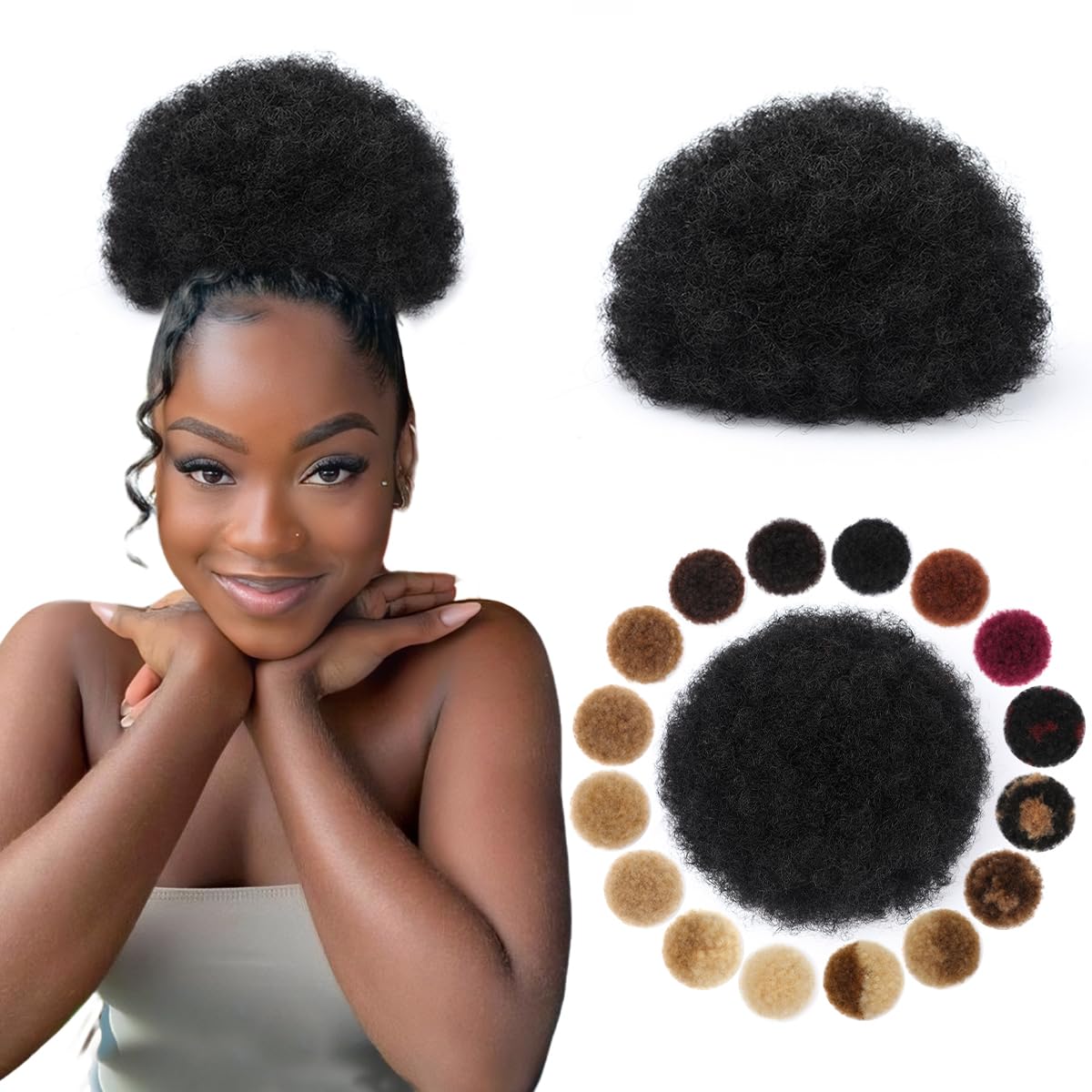 아프로 퍼프 합성 드로스트링 포니테일 곱슬머리 번피스  - Drawstring Afro Curly Puff Ponytail 리뷰 및 가격