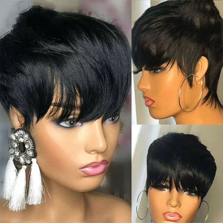 여성용 짧은 픽시컷 가발, 기계식 제작 앞머리 있는 브 - Short Pixie Cut Wig Human Hair Cheap 리뷰 및 가격