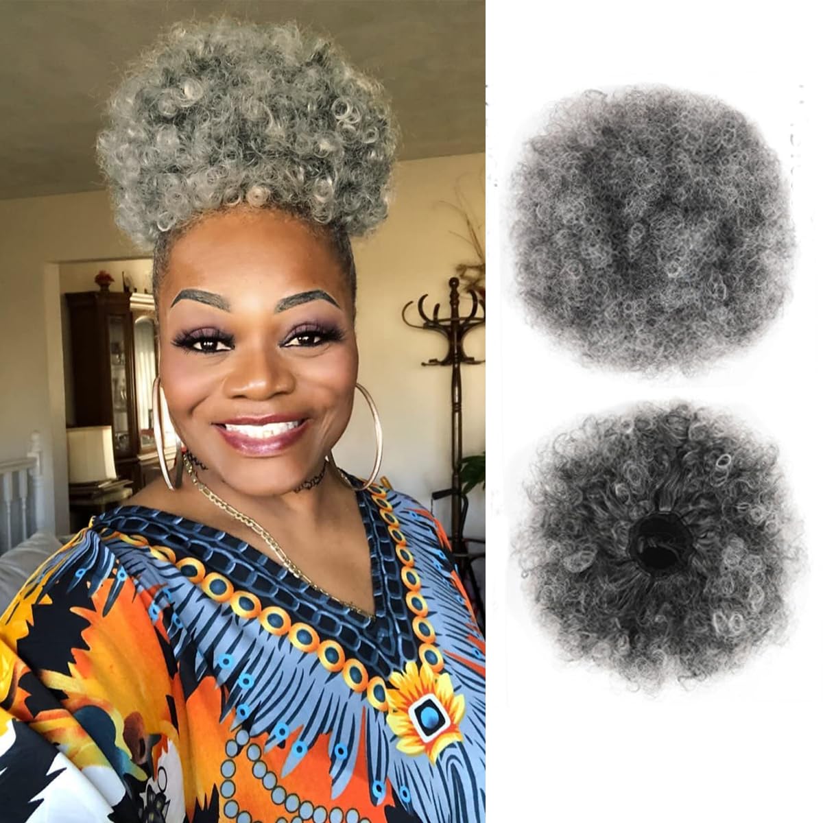 아프로 퍼프 드로스트링 포니테일, 짧은 합성 곱슬머리  - Drawstring Afro Curly Puff Ponytail 리뷰 및 가격