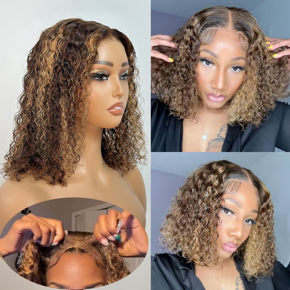 웨어앤고 가발 P427 허니 블론드 곱슬머리 인모 가발 - Glueless Wear And Go Human Hair Wig 리뷰 및 가격