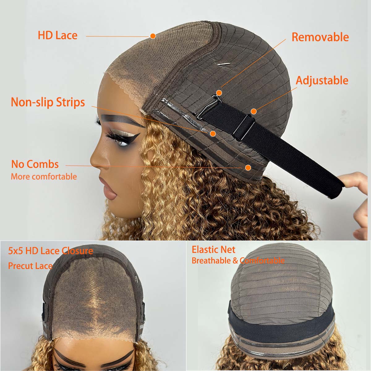 웨어앤고 가발 P427 허니 블론드 곱슬머리 인모 가발 - Glueless Wear And Go Human Hair Wig 리뷰 및 가격