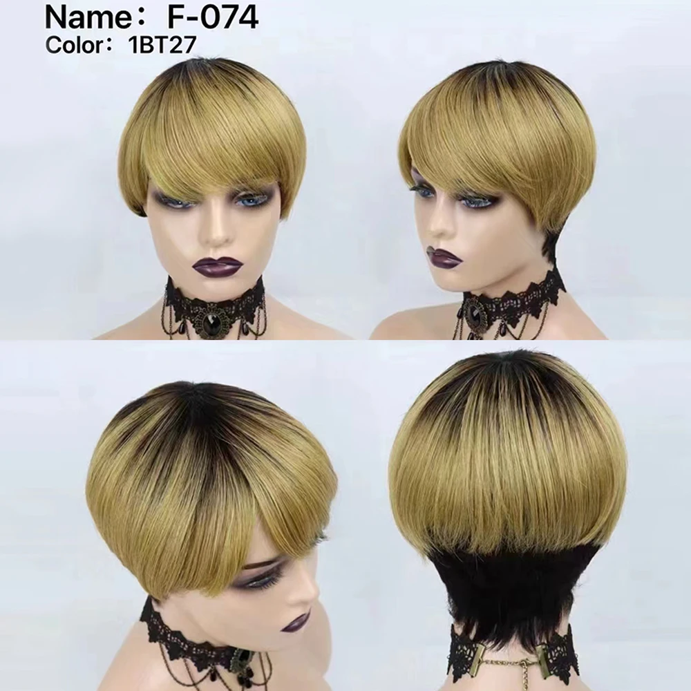 앞머리가 있는 짧은 레미 헤어 가발, 브라질 스트레이트 - Short Pixie Cut Wig Human Hair Cheap 리뷰 및 가격