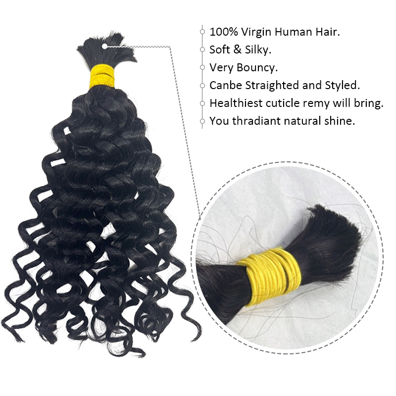 물결 모양 벌크 인모 땋기용 헤어 100% 미가공 천연 - Water Wave Bulk Human Hair For Braiding 리뷰 및 가격