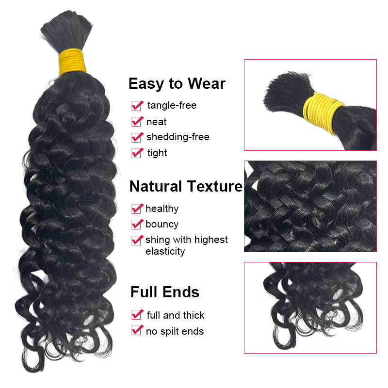 물결 모양 벌크 인모 땋기용 헤어 100% 미가공 천연 - Water Wave Bulk Human Hair For Braiding 리뷰 및 가격