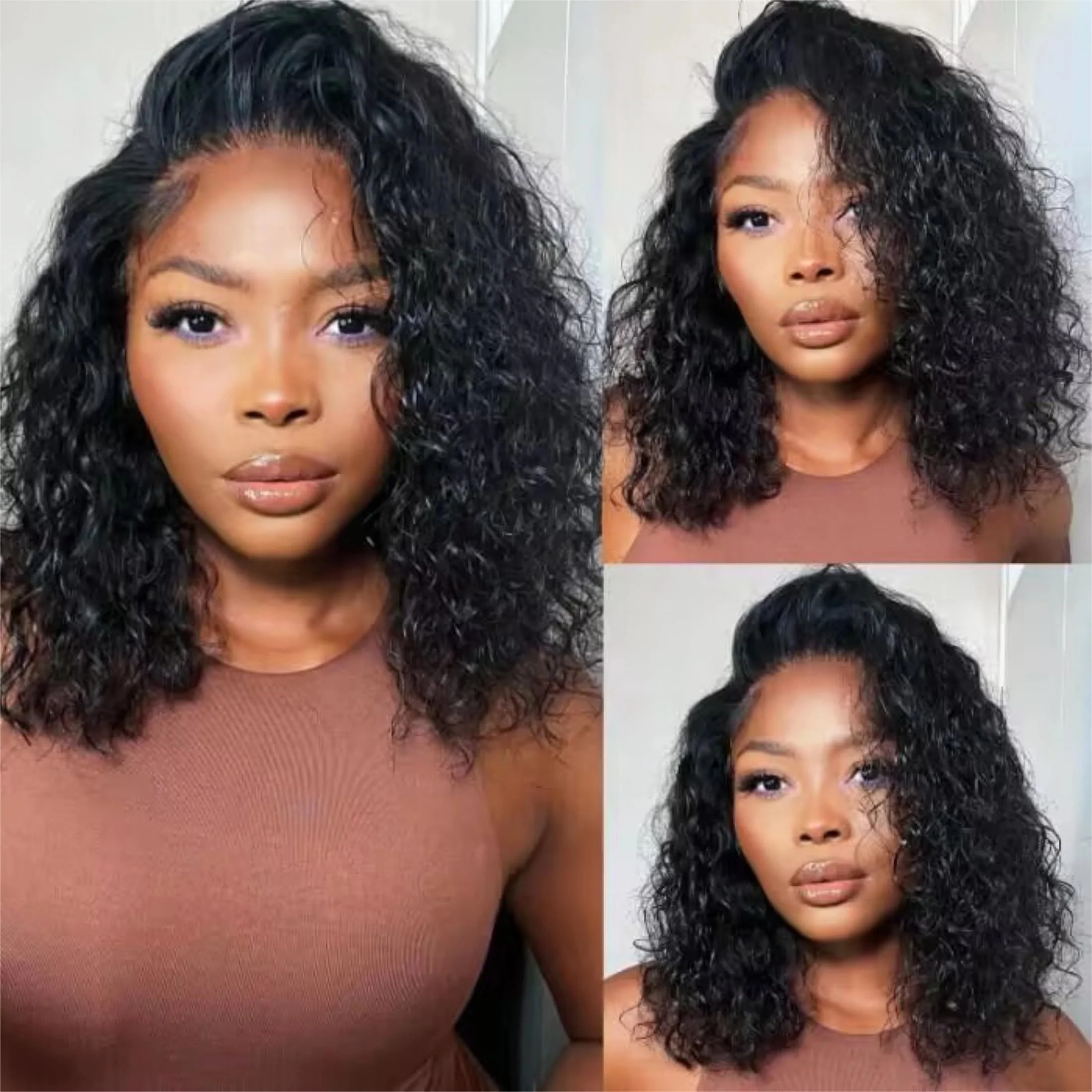 8-14인치 짧은 곱슬 웨이브 숏밥 인모 가발 200% - Glueless Wear And Go Human Hair Wig 리뷰 및 가격