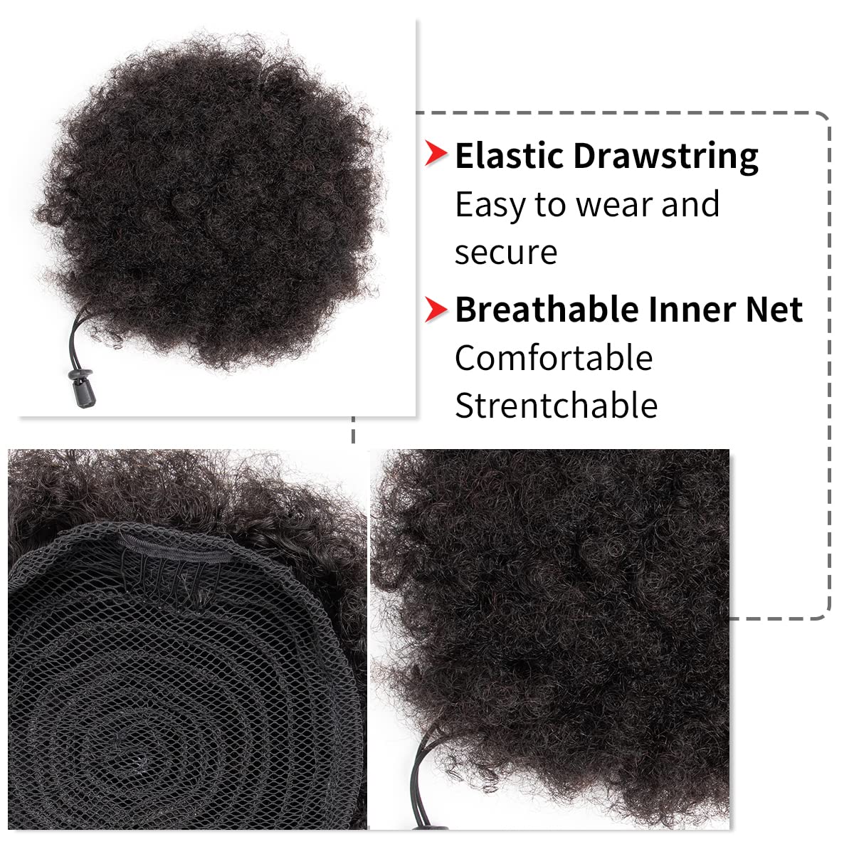 아프로 곱슬머리 퍼프 100% 인모 번 포니테일 12A - Drawstring Afro Curly Puff Ponytail 리뷰 및 가격