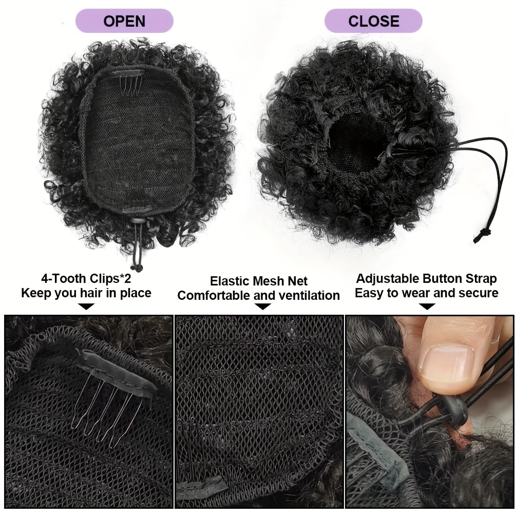 아프로 곱슬머리 퍼프 100% 인모 번 포니테일 12A - Drawstring Afro Curly Puff Ponytail 리뷰 및 가격